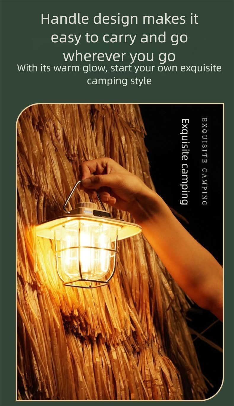 Lanterne LED d'ambiance pour tente, puissante, portable, rechargeable, multifonctionnelle, idéale pour le camping_voghion.com