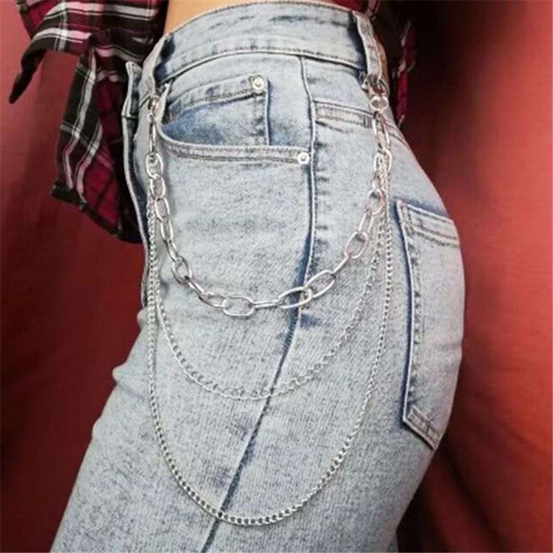 Metal Punk Cross Unisex Accessories Multi-layer Keychain Pants Chain_voghion.com