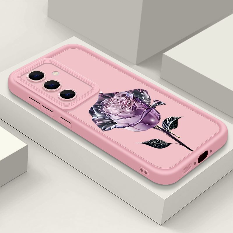 Purple Rose Print Case For Samsung Galaxy S25 S22 S23 Ultra S24 FE A56 A55 A16 A53 A15 A35 A26 A25 A54 5G Soft TPU Phone Cover_voghion.com
