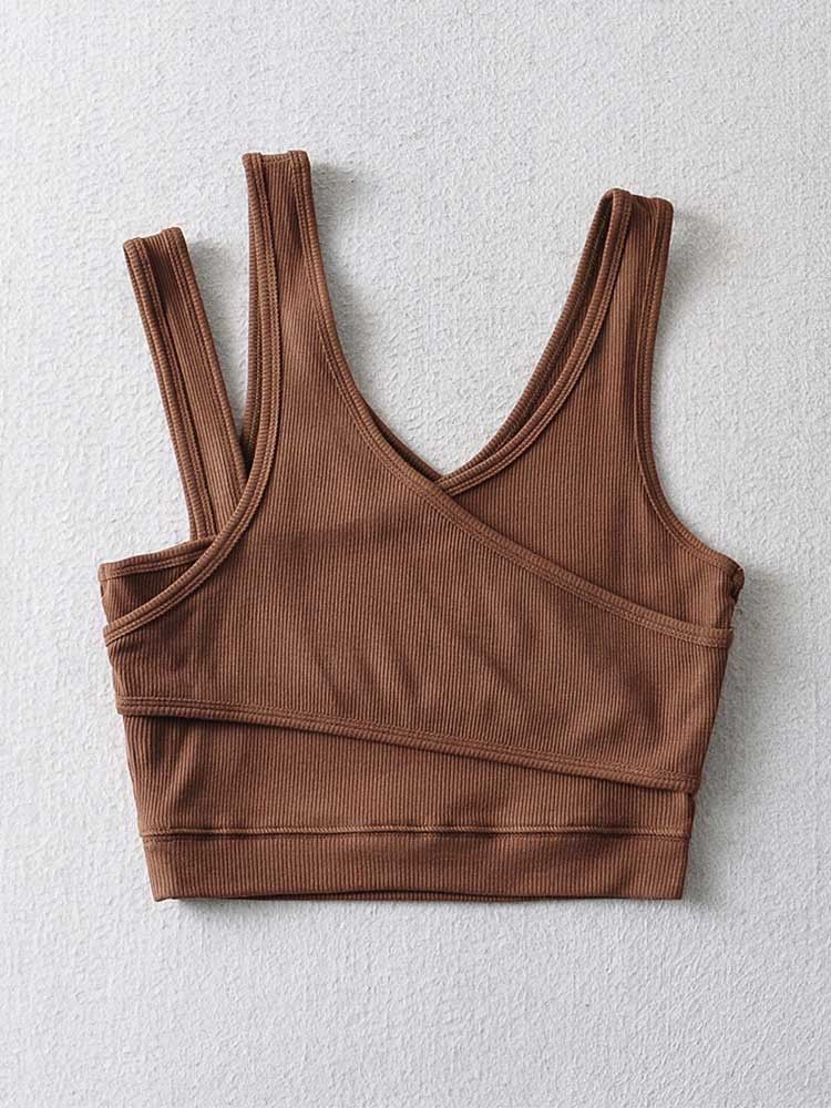 Canotta corta a due pezzi con spalline diagonali e tinta unita, stile blogger nudo e sexy_voghion.com