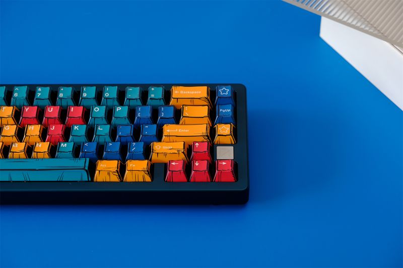 Comic Palette PBT Original Height Sublimation Mechanical Keyboard Cap Wooting Drunk Deer Rain 75_voghion.com