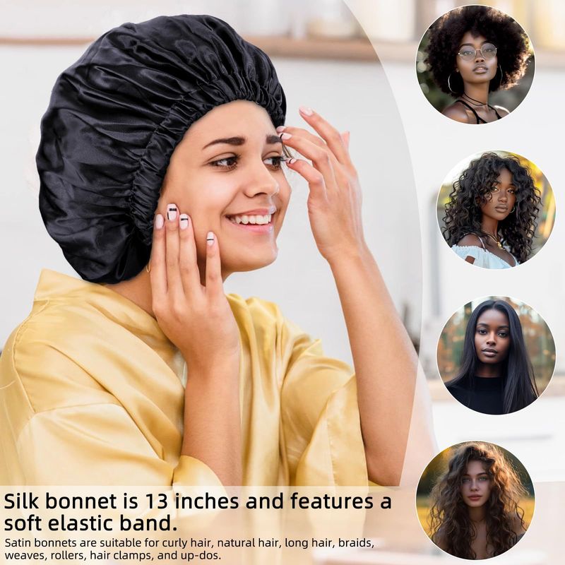 Women's Extra Large Double Layer Satin Sleep Cap & Hair Wrap - Breathable Soft Head Cover For Home, Travel & Hair Protection_voghion.com
