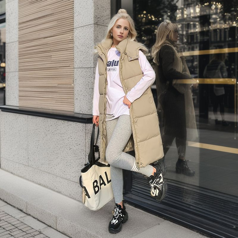 Gilet lungo da donna autunno e inverno nuovo Gilet imbottito caldo da donna Cappotto sottile_voghion.com