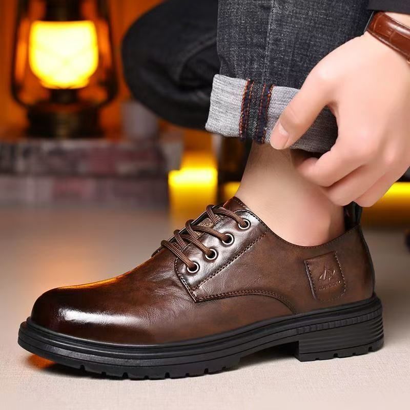 Botas Martin de couro estilo britânico 2025, sapatos masculinos, sola macia, cano baixo, versáteis_voghion.com