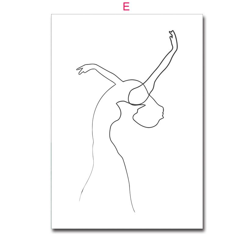 Black And White Decorative Simple Line Drawing Figure Canvas Home Living Room Sofa Background Abstract Hanging Painting_voghion.com