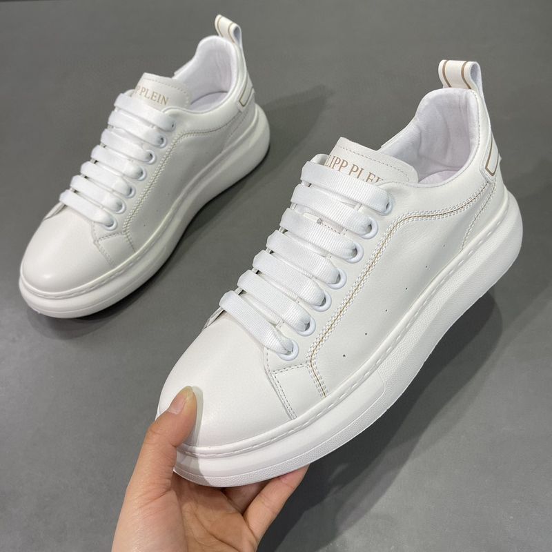 Scarpe da uomo di alta qualità, in vera pelle, bianche, leggere e traspiranti, scarpe sportive alla moda e versatili con suola spessa._voghion.com