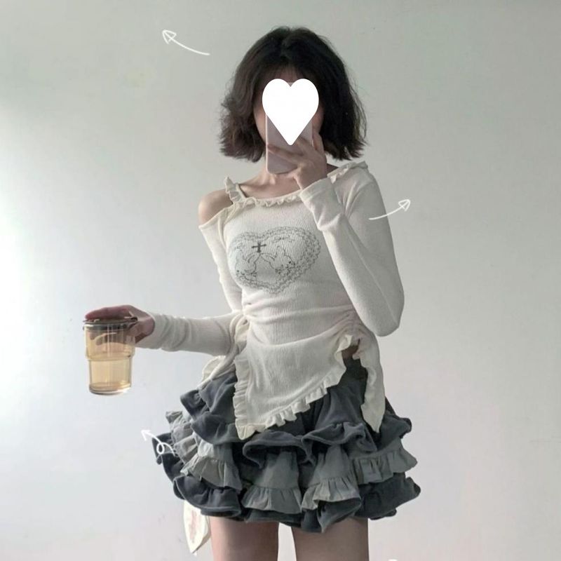Robe d'hiver style doux et épicé, ensemble deux pièces, ambiance féminine, haut taille haute, jupe bouffante gâteau_voghion.com