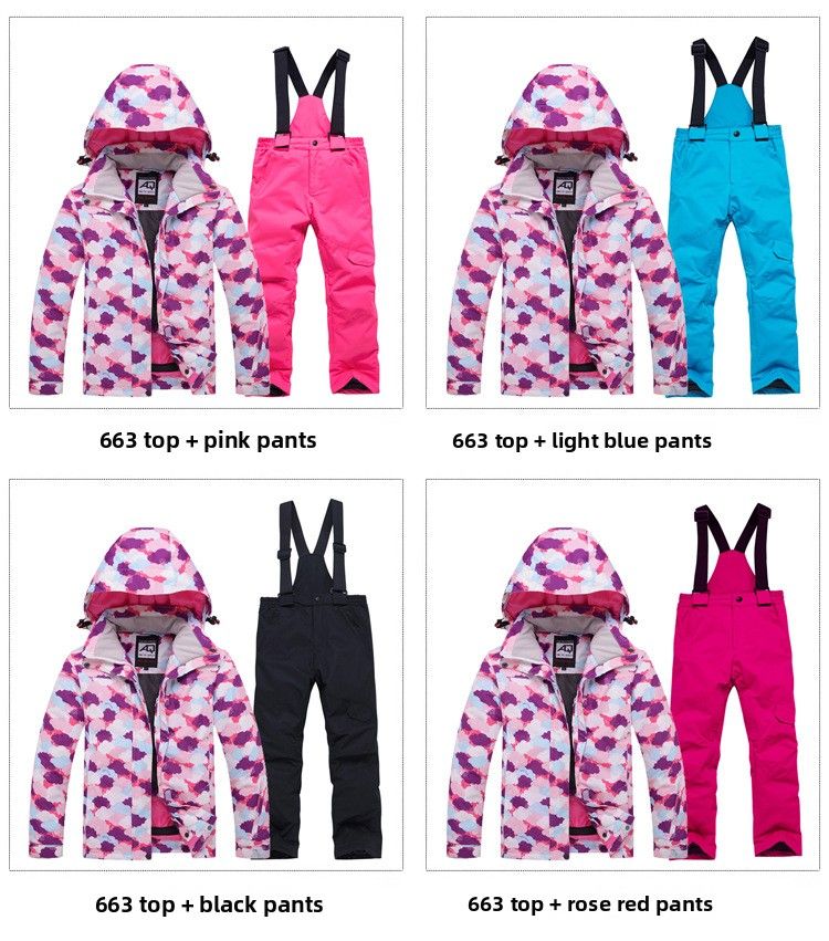 Conjunto de snowboard para niñas, traje de esquí para exteriores, grueso y cálido para bebés._voghion.com