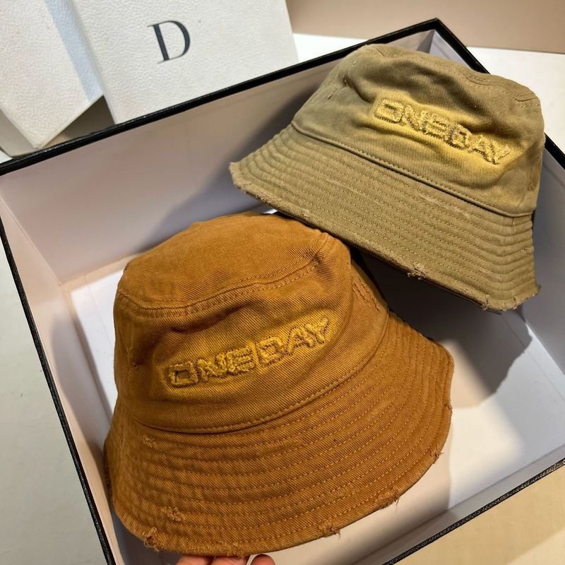 2025 American Washed Brushed Cotton Fisherman Spring And Autumn New Style Ripped Embroidered Letters Casual Outdoor Travel_voghion.com