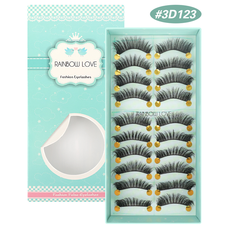 3D 10 Pairs Faux Mink Lashes Fluffy Soft Wispy Volume Natural Long False Eyelashes Eyelash Extension Reusa_voghion.com