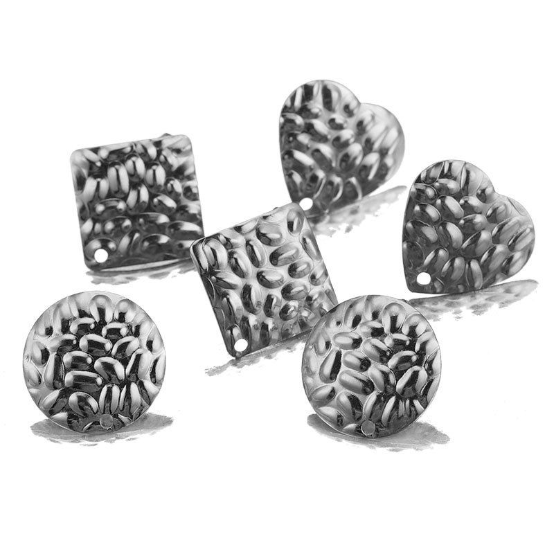 Orecchini quadrati rotondi irregolari fai-da-te in acciaio inossidabile, temperamento femminile, orecchini semplici e alla moda_voghion.com