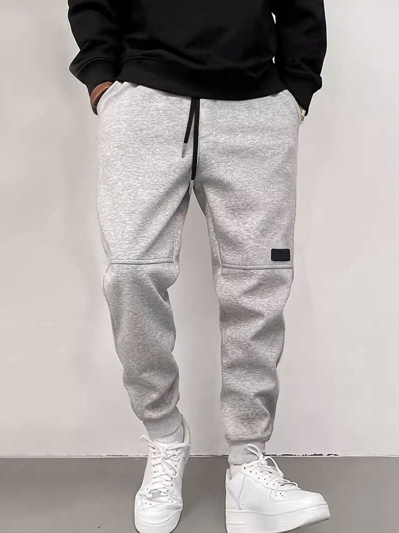 Pantalon de jogging décontracté uni pour homme – Pantalon de survêtement style rétro à revers élastiques pour une mode urbaine (plusieurs couleurs et tailles)_voghion.com