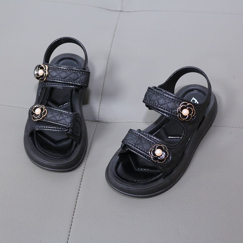 Chaussures pour enfants et mères, nouveau style d'été, accessoires floraux pour filles, sandales simples et décontractées, chaussures de plage polyvalentes à bout ouvert, pantoufles_voghion.com