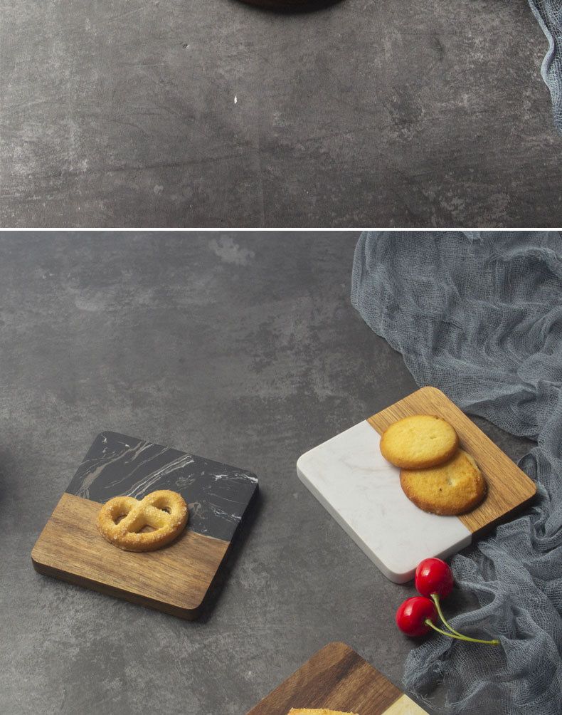 Untersetzer aus Marmor und Akazienholz – hitzebeständiges 4er-Set (rund und eckig) – Tischsets für Kaffee und Tee – handgefertigtes unregelmäßiges Design_voghion.com