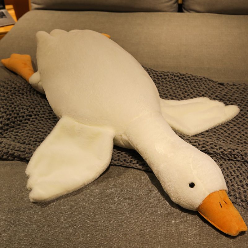 155cmGiantStuffedAnimalsWhiteGoosePlüschThrowPillowsYellowDuckPlüschtiereKinderSpielzeugSoftSleepingCushionDecorGeschenke_voghion.com
