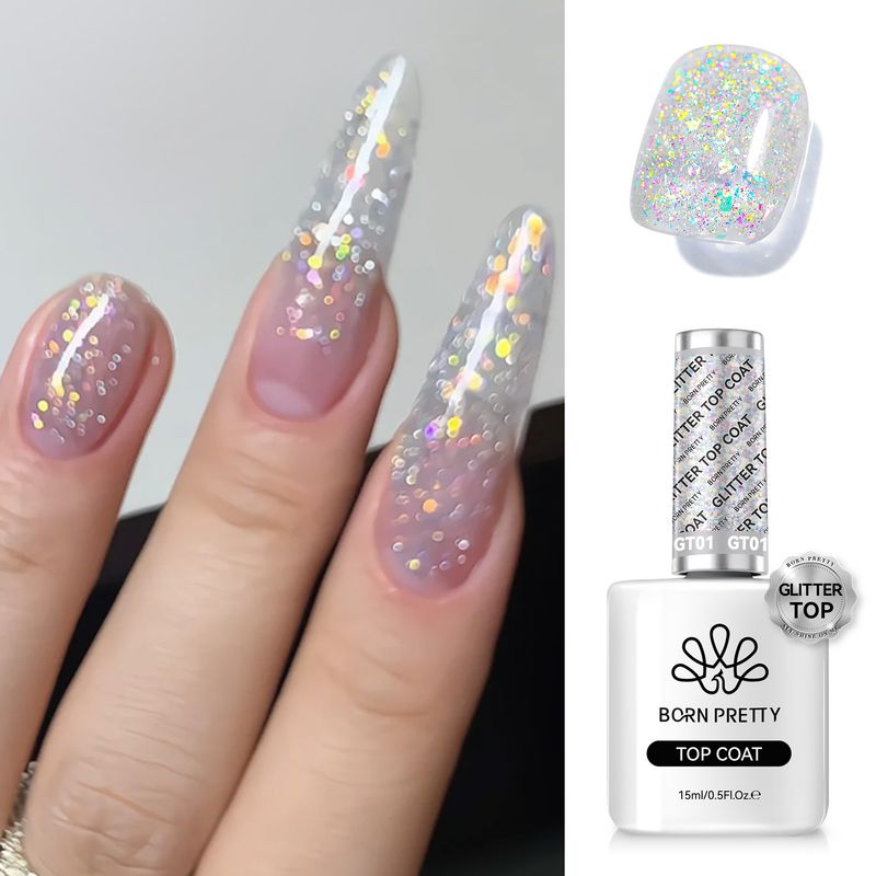 Sigillante per unghie Opal Diamond, Nail Art senza lavaggio, Colla riflettente per disco, Sigillante flash oro e argento_voghion.com