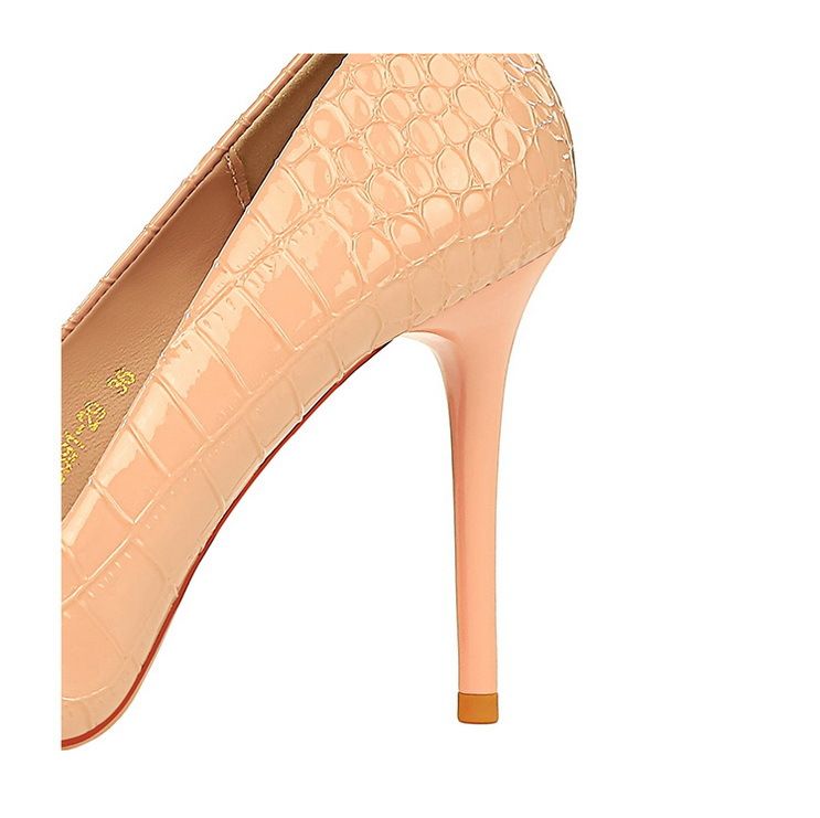 3391-K29 Fashionable High Heels With Thin Heels, Shallow Mouth, Pointed Toe, Lacquer Skin, Snake Pattern, Water Diamond_voghion.com