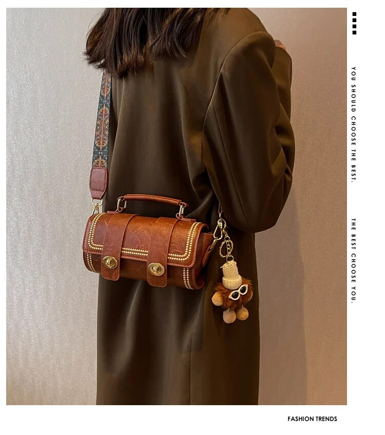 Mini Rtro Fmal Bags PU Lathr Fashion Cross Body Handbags With Advancd Sns Singl Shouldr Portabl Cylindr_voghion.com