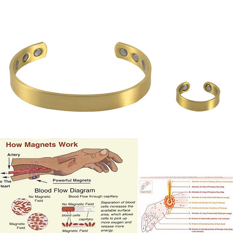 Yamaler 1 ensemble Bracelet de thérapie magnétique fabrication fine alliage réglable noir soins de santé anneau magnétique cadeaux d'anniversaire_voghion.com