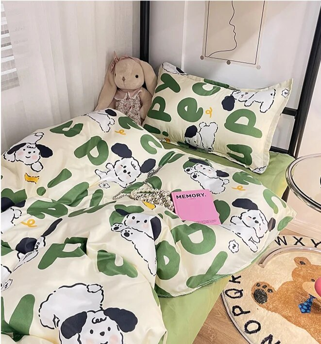 Vier Bettlaken, Aloe Vera Baumwolle, weich und bequem für Studenten- und Personalwohnheime, hautfreundlicher Bettbezug, drei_voghion.com