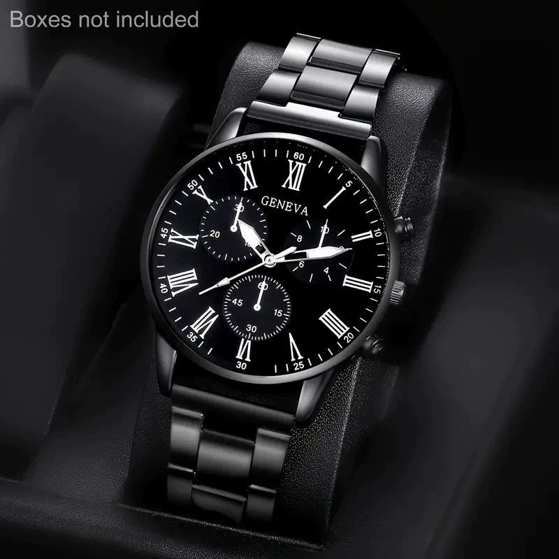 Orologi al quarzo da uomo, con cinturino a tre occhi, casual e alla moda, con cinturino al quarzo e bracciale in acciaio al titanio._voghion.com