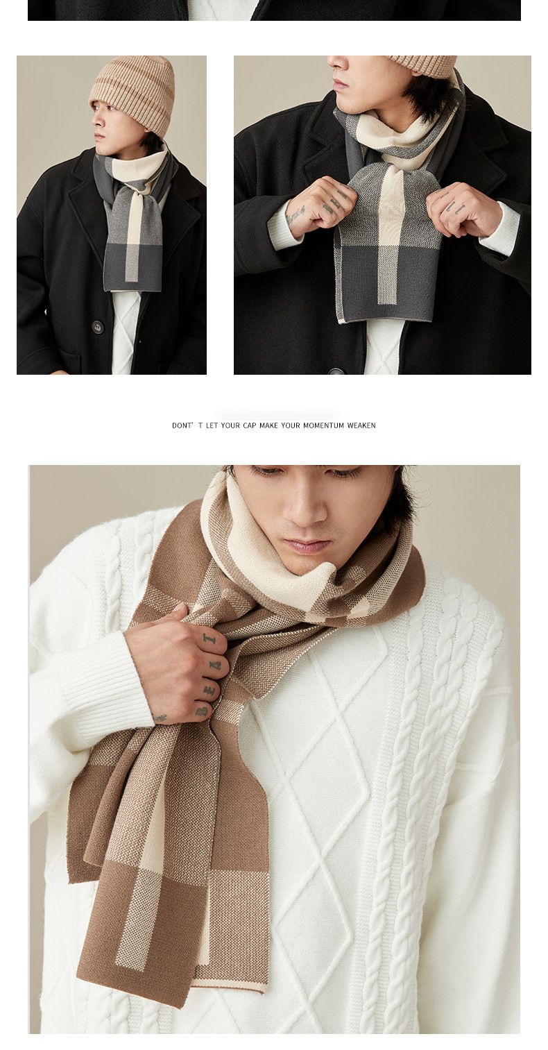 Sciarpa unisex da uomo autunno e inverno, marchio Tide, coperta casual, spessa, calda e fredda, da inviare al fidanzato come regalo di compleanno_voghion.com