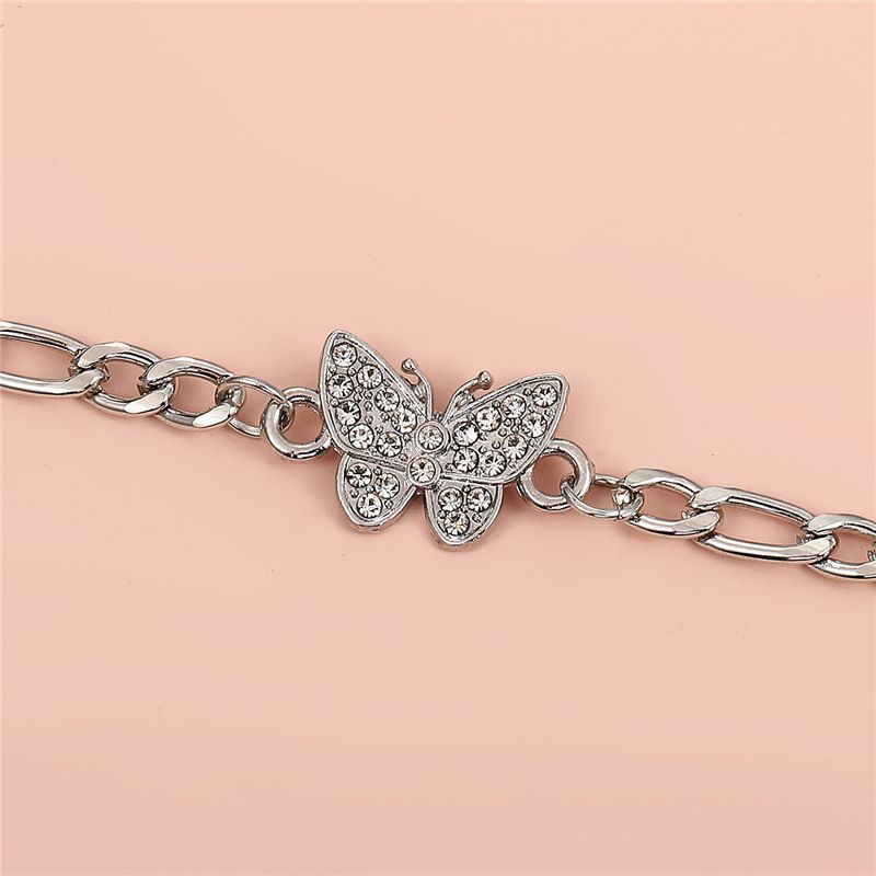 Minimalistisches, diamantbesetztes Schmetterlings-Fußkettchen, Sommer-Nischenmode, kaltes Stildesign, einzigartiger Fußschmuck für Frauen_voghion.com