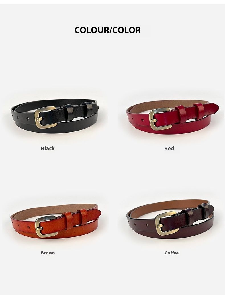 Dujuan Bird Retro Genuine Leather Versatile Cowhide Women's Japanese Square Buckle Belt_voghion.com