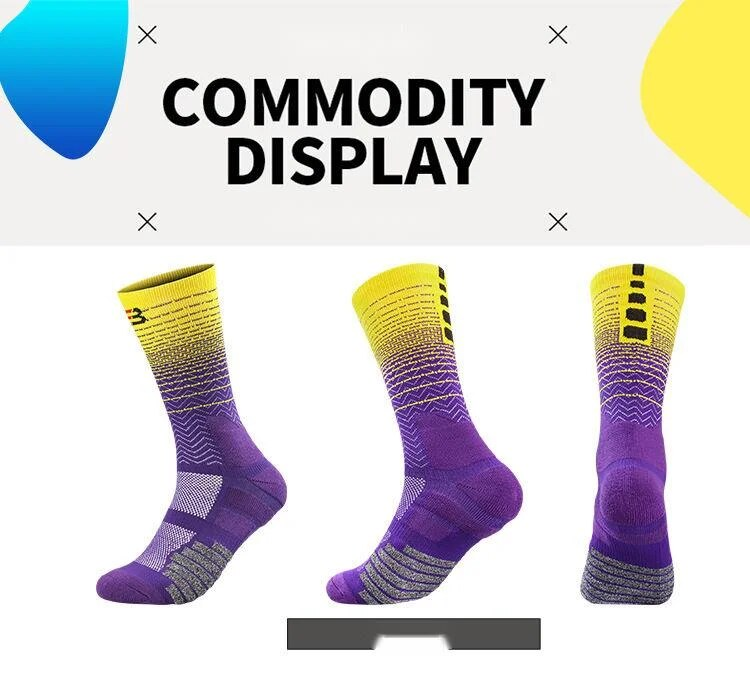 Professionele en praktische elite basketbal hoge verdikte handdoek bodem medium buis gradiënt outdoor lange sokken_voghion.com