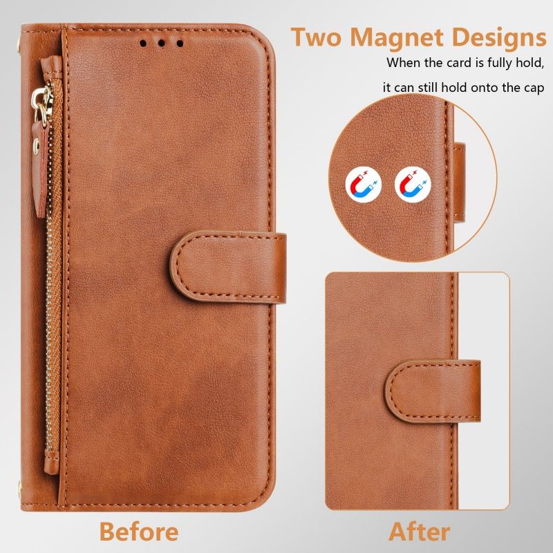 Wireless Charging Leather Zip Wallet Card Phone Case For Sony Xperia VI 2024 10V 5V 1V 5 10 1 IV Lanyard Purse Flip_voghion.com