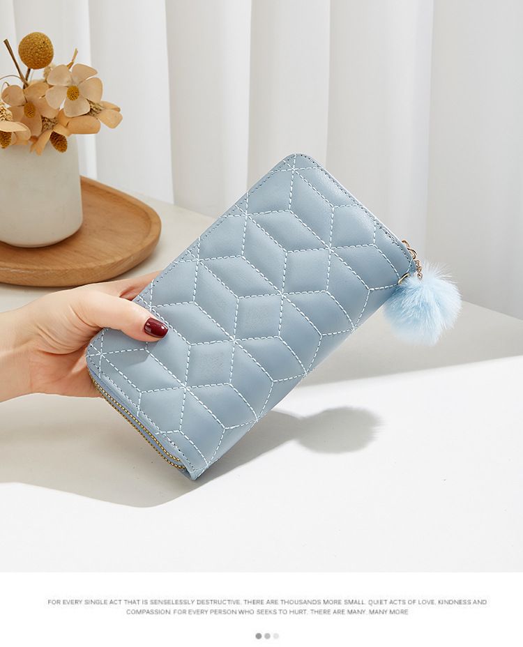 Portofel lung pentru femei cu broderie de diamant - geantă tip clutch cu sclipici, fermoar dublu și sloturi pentru mai multe carduri (poșetă elegantă în culoare uni pentru femei)_voghion.com