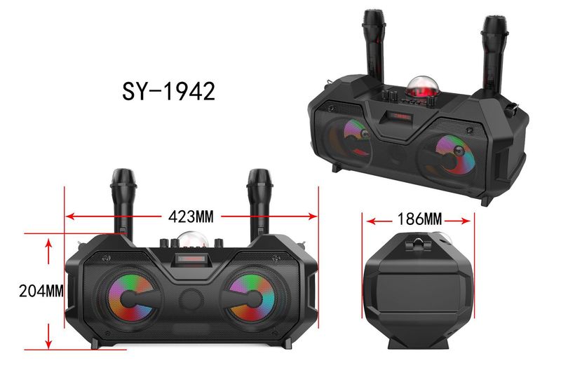 Family Karaoke Microphone Dual Microphone Bluetooth Speaker Desktop Subwoofer Barrel Living Room Home Support APP_voghion.com