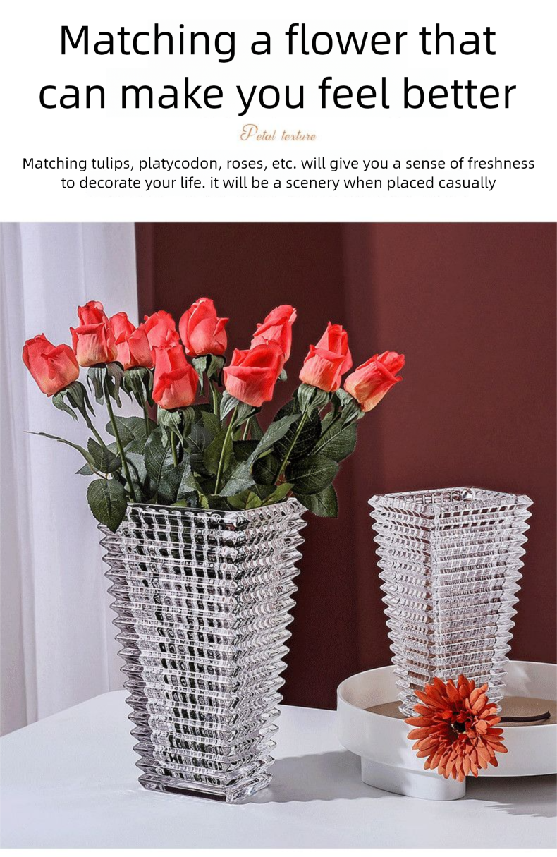 Home Transparent Crystal Glass Vase Nordic Light Luxury Ins Style Living Room Hotel Arrangement Ornament Fresh Flower_voghion.com