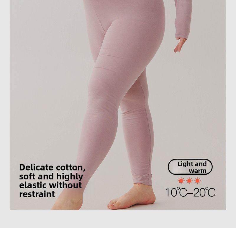 Ensemble de sous-vêtements thermiques pour femmes, antibactérien, en pur coton, grande taille, haute élasticité, sans coutures, chauffant, coupe ajustée, fin_voghion.com