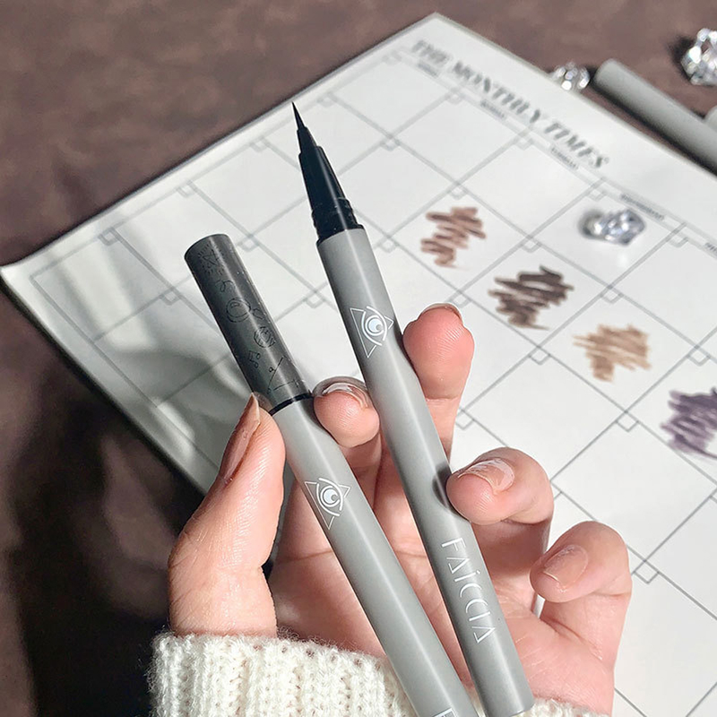 Matita per sopracciglia ultra liquida sottile 1PC penna per sopracciglia con sbavature impermeabili tatuaggio cosmetico marrone scuro colore grigio s_voghion.com