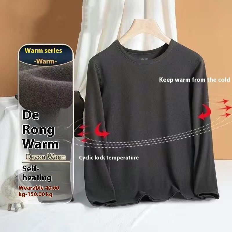 Autumn clothes, pants, warm suit, autumn and winter base with thick semi high neck fleece insulation, men's inner layer_voghion.com