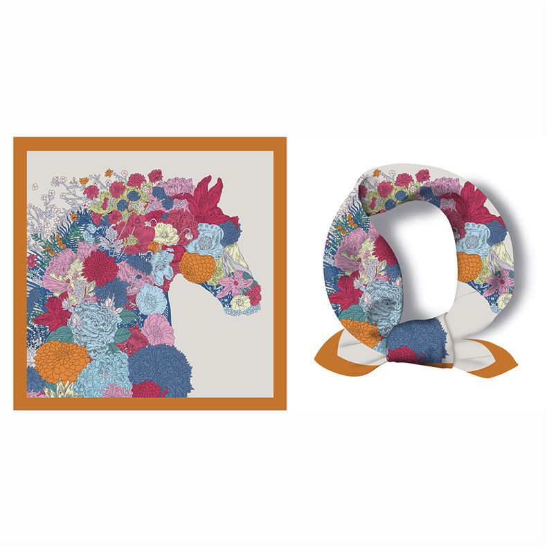 * 53 Piccolo scialle con sciarpa quadrata per protezione solare da donna in seta di cavallo di colore nordico_voghion.com