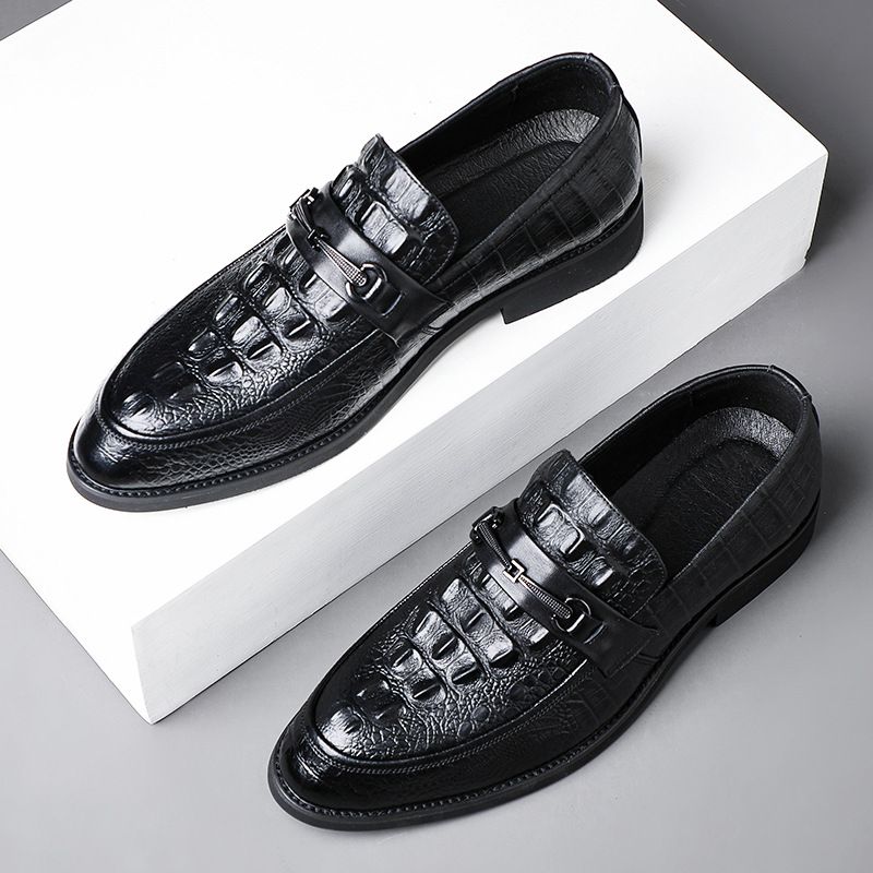 New Top Layer Cowhide Casual Genuine Leather Business Dress Breathable Single Shoes, Pointed Men's Shoes_voghion.com