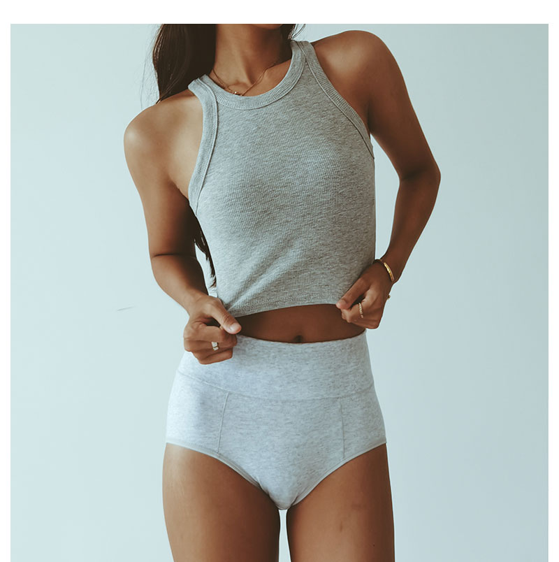 Women's clothing cotton inseam high waist women's cotton sexy and comfortable hip-covering underwear thin belly-control briefs_voghion.com