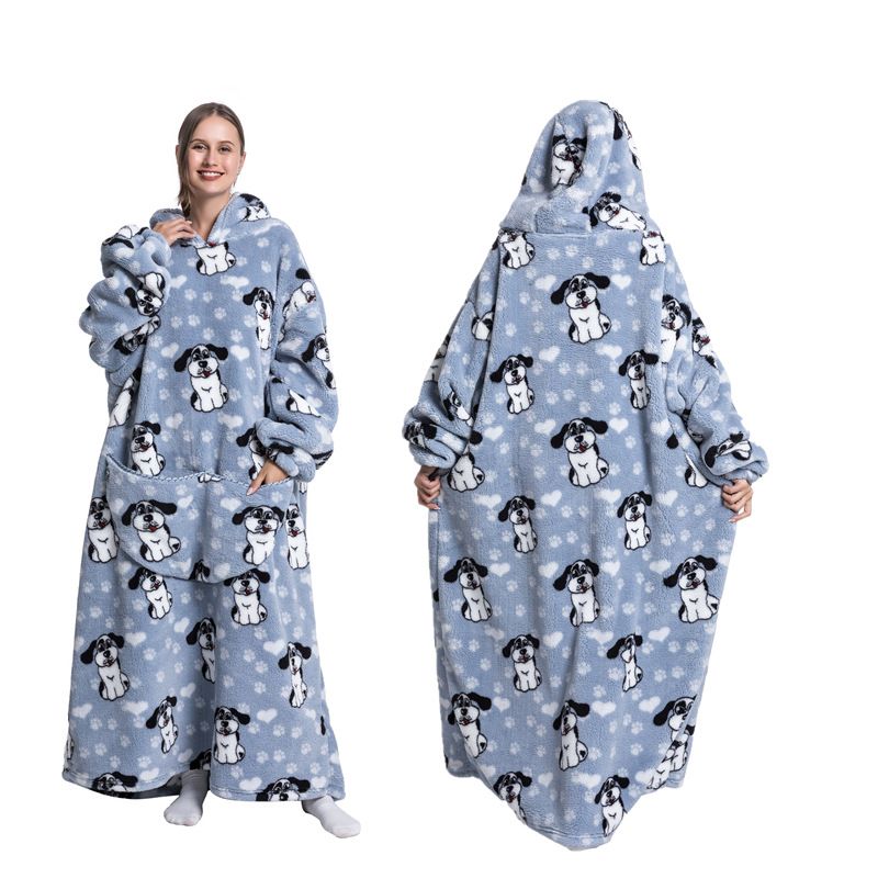 Hooded Cartoon Pajamas Warm Pullover Lazy TV Blanket Thick Oversize Sweatshirt_voghion.com