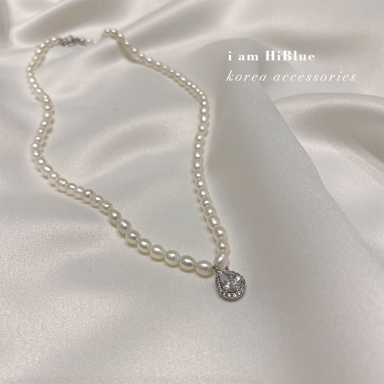 Collier de perles d'eau douce coréen tendance, design simple et étincelant, double rang, chaîne détachable._voghion.com