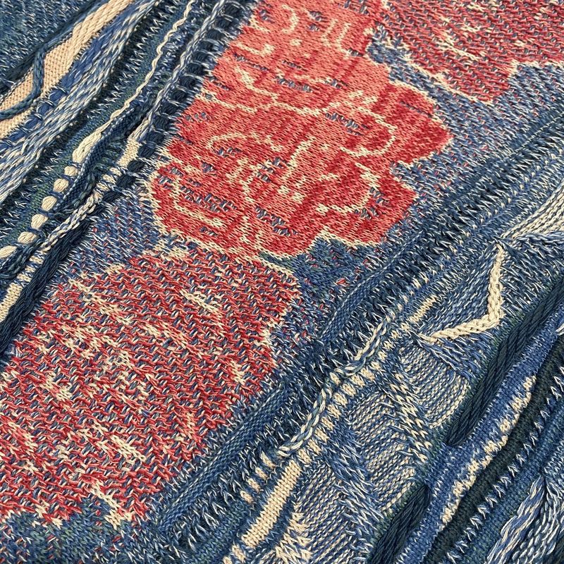 Maglione girocollo lavorato a maglia in stile etnico a contrasto vintage, con ritratto, in jacquard, taglia grande_voghion.com
