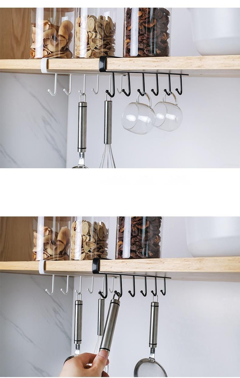 Storage Hanging Rack Home Door Kitchen Iron Art Cabinet Multi-functional Wardrobe Organizer No Trace Nail-free Hook_voghion.com