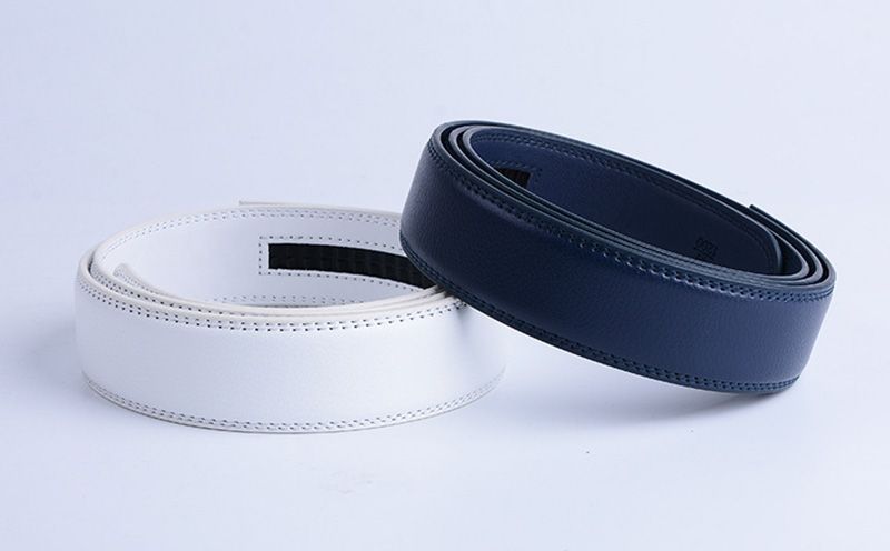 HOT HIDUP Hochwertiger Echtleder-Automatikgürtel für Herren in Blau, nur Riemen ohne Schnalle, 3,5 cm breit_voghion.com