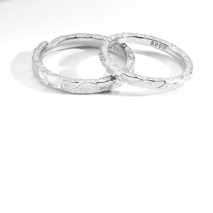 Coppia di anelli semplici in argento puro 999, con carta da zucchero, Qixi 520, regalo per fidanzato e fidanzata_voghion.com