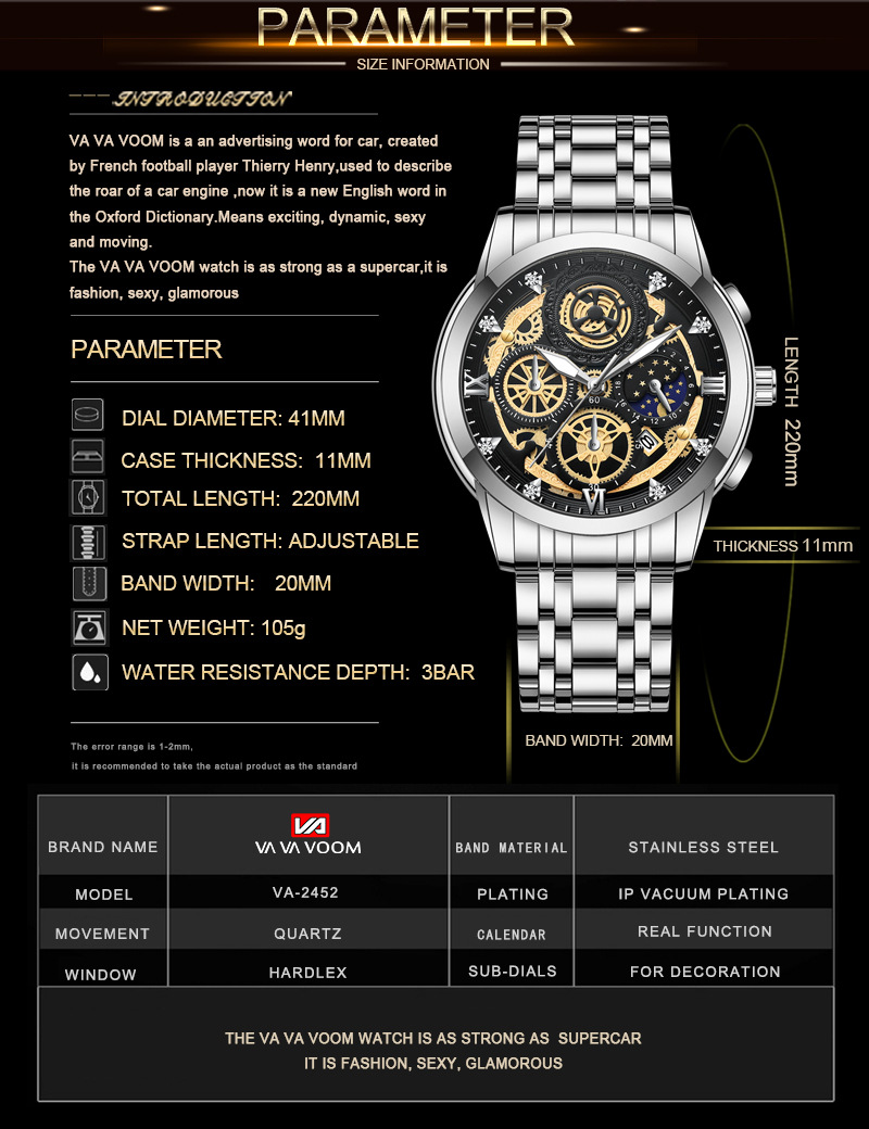 Men's Watch Sun Moon And Stars Hollow Calendar Men's Watch Tourbillon Luminous Quartz Waterproof Watch_voghion.com