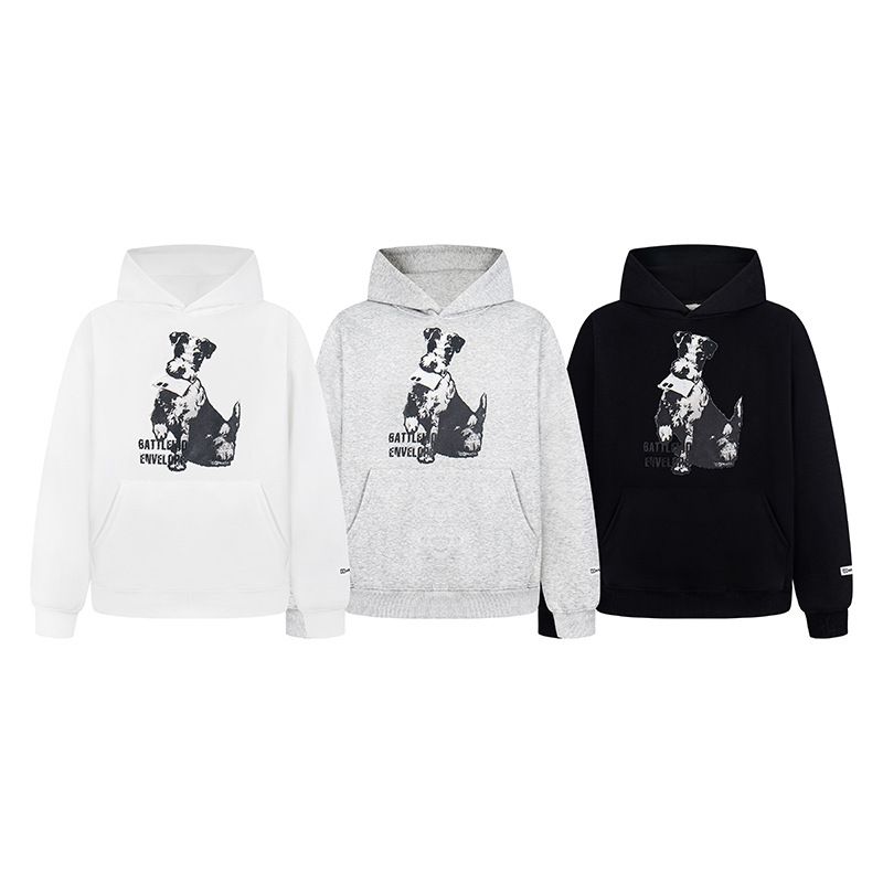 American Style Dog Print Hoodie Unisex Pullover Herbst Winter Lose Casual Sweatshirt_voghion.com