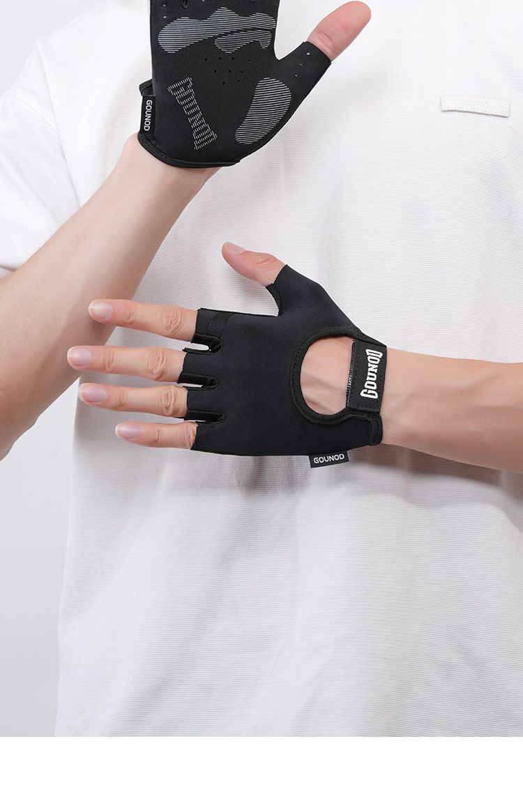 GOUNOD Sport Halbfinger-Einfachstangen-Silikon-Handflächenpolster, rutschfest, dünn, atmungsaktiv, für den Sommer, Outdoor-Radhandschuhe_voghion.com