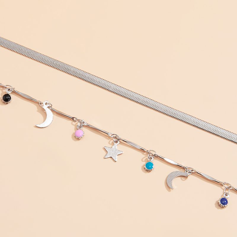 Bohemian Colored Round Bead With Minimalist Ethnic Style Metal Chain Necklace And Snow Soft Jewelry_voghion.com