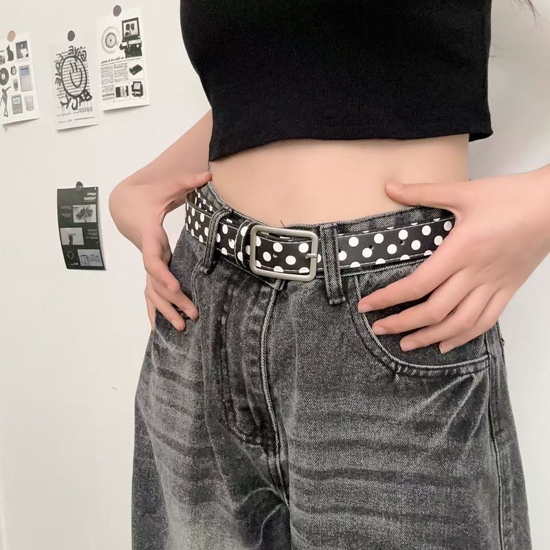 Studded For Women American Style Y2K Simple Versatile Decorative High-End Round Hole Belt Accessory_voghion.com